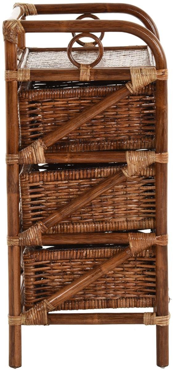 Krines Home Badregal Rattan Standregal Kommode Rattan Korb Regal Badregal mit 3 Schubladen, Handgearbeitet