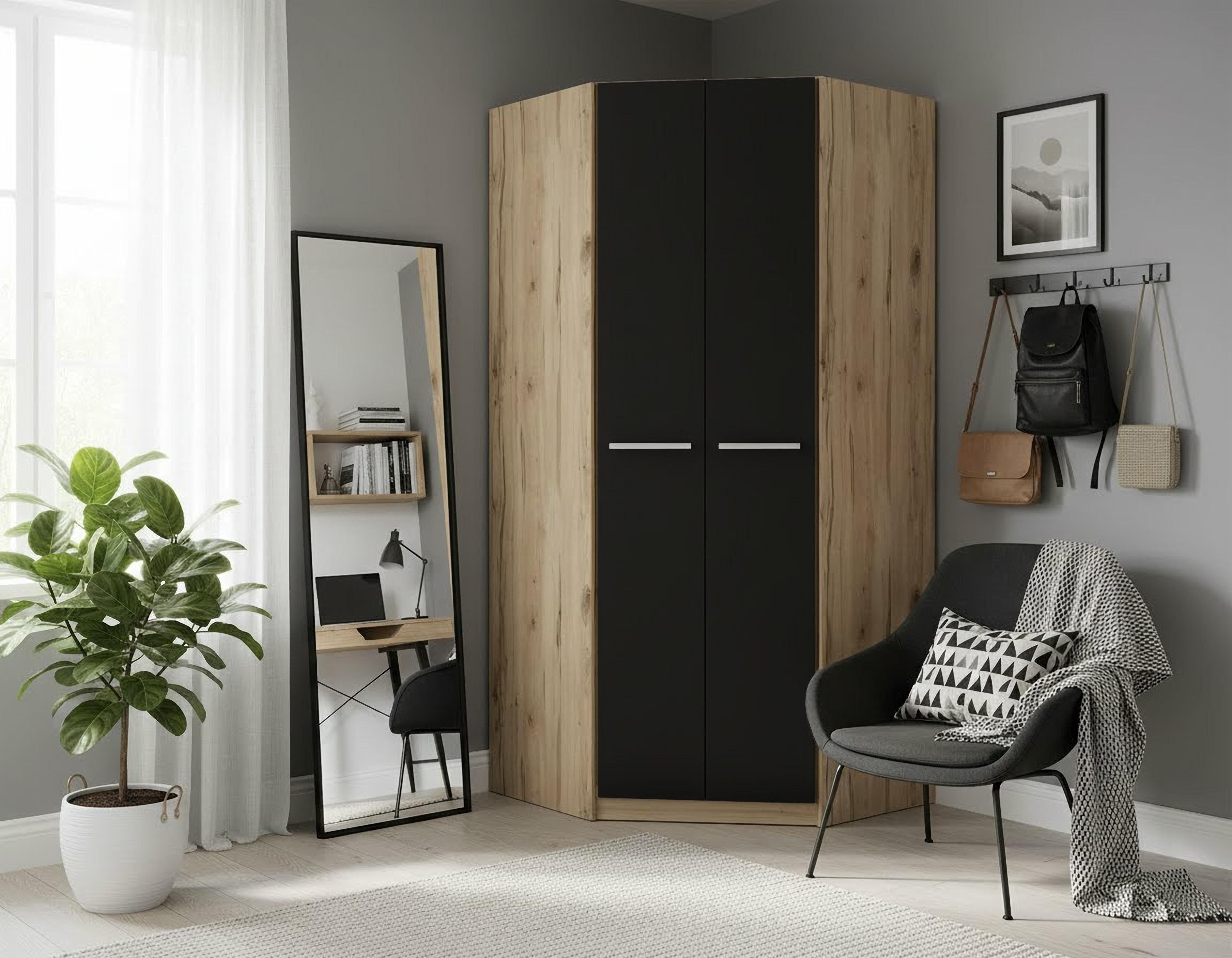 priess Eckkleiderschrank Barcelona Kleiderschrank Ecklösung Raumwunder in 2 Tiefen Schrank Eckschrank Garderobe