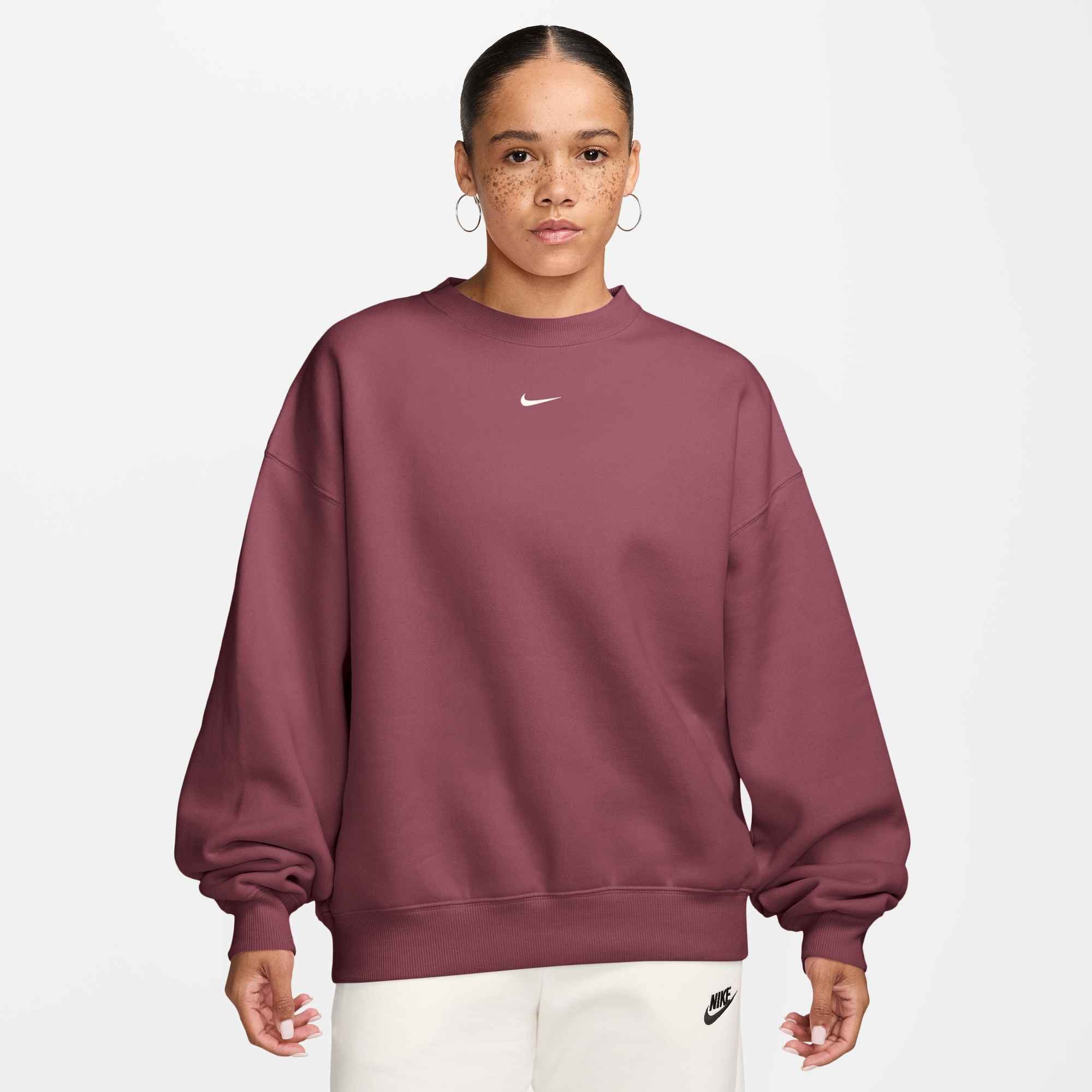 Nike Sportswear Sweatshirt W NK STDO FLC MW OS CREW mit Kapuze, aus angerauter Sweatware