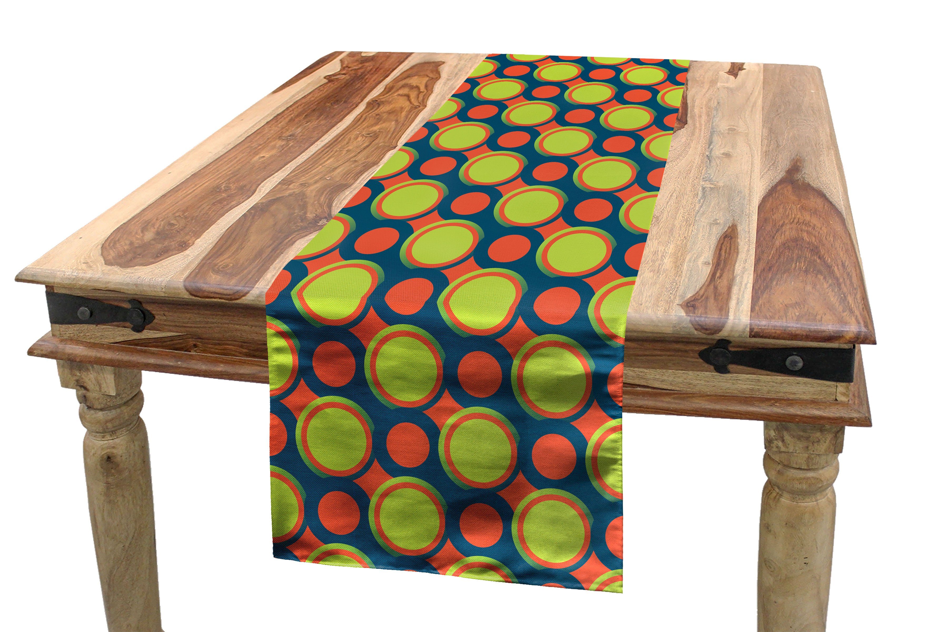 Abakuhaus Tischläufer Esszimmer Küche Rechteckiger Dekorativer Tischläufer, Retro Orange und grüne Kreise | Tischläufer