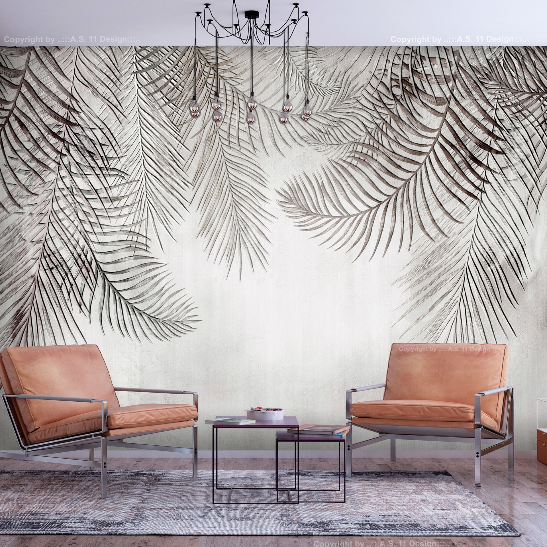 KUNSTLOFT Vliestapete Night Palm Trees 1x0.7 m, halb-matt, lichtbeständige Design Tapete