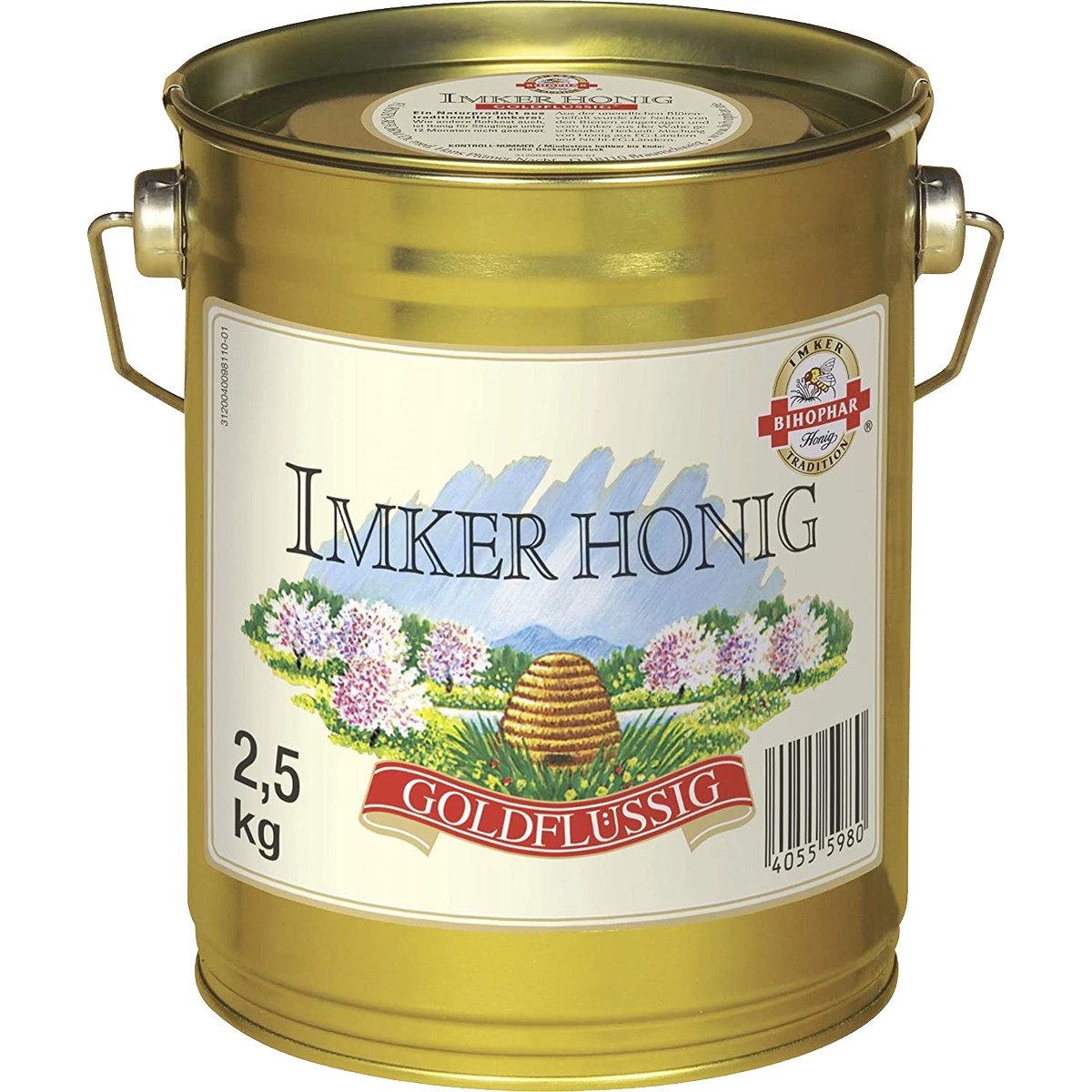 BIHOPHAR Honig, BIHOPHAR Imker Honig goldflüssig Vorratspackung Metalleimer 2500g