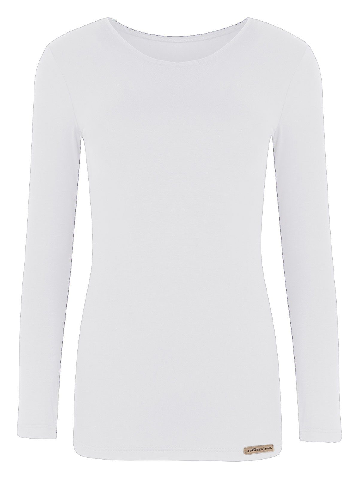 Vegan Langarm Shirt Unterhemd (Stück, weiss 1-St) COMAZO Baumwoll Damen