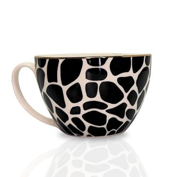 Bada Bing Cappuccinotasse Cappuccinotassen Dschungel Tier Print Fell Optik Tasse Jumbobecher, Porzellan, mit Goldrand