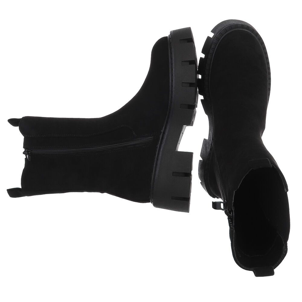 Ital-Design Stylische schwarze Stiefel mit robuster Sohle für Damen Plateau günstig online kaufen