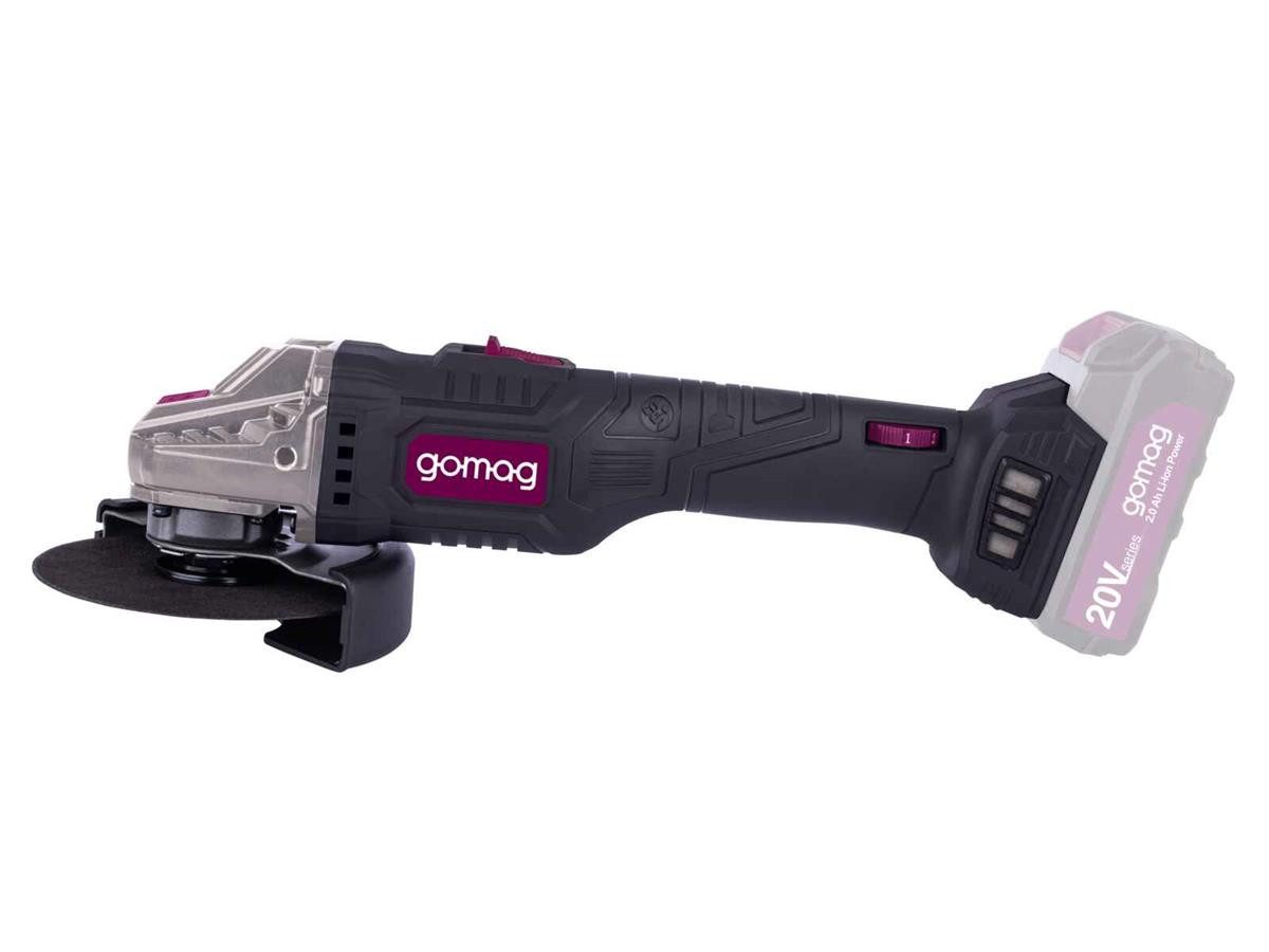 Gomag Akku-Winkelschleifer GO-WS125 1x 2,0 Ah Starterkit, 12 Trennscheiben, max. 10000 U/min, (Set), Staub- und korrosionsgeschütztes Gehäuse