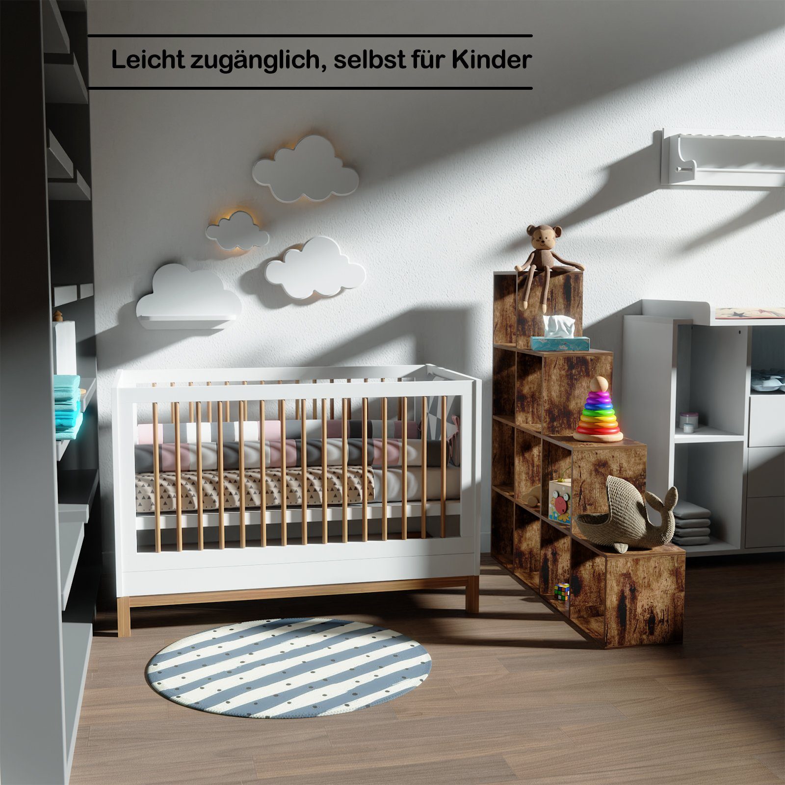 MIADOMODO Raumteiler Treppenregal- Weiß/Braun, 6/10 Fächer, günstig online kaufen