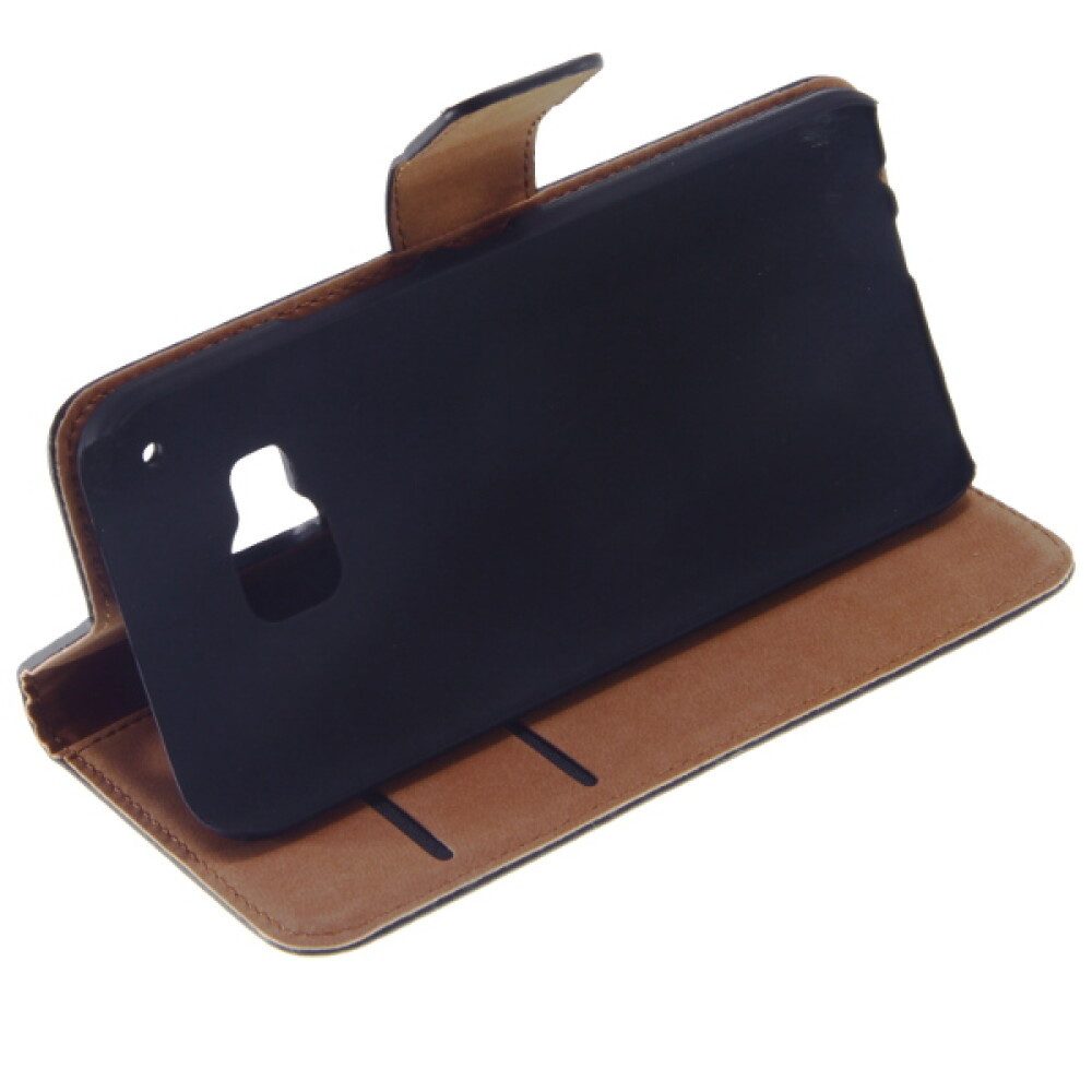 Handytasche Leder Handyhülle für HTC M9 Schwarz Hülle Tasche Schutz 4250710561445 (Book Cover)