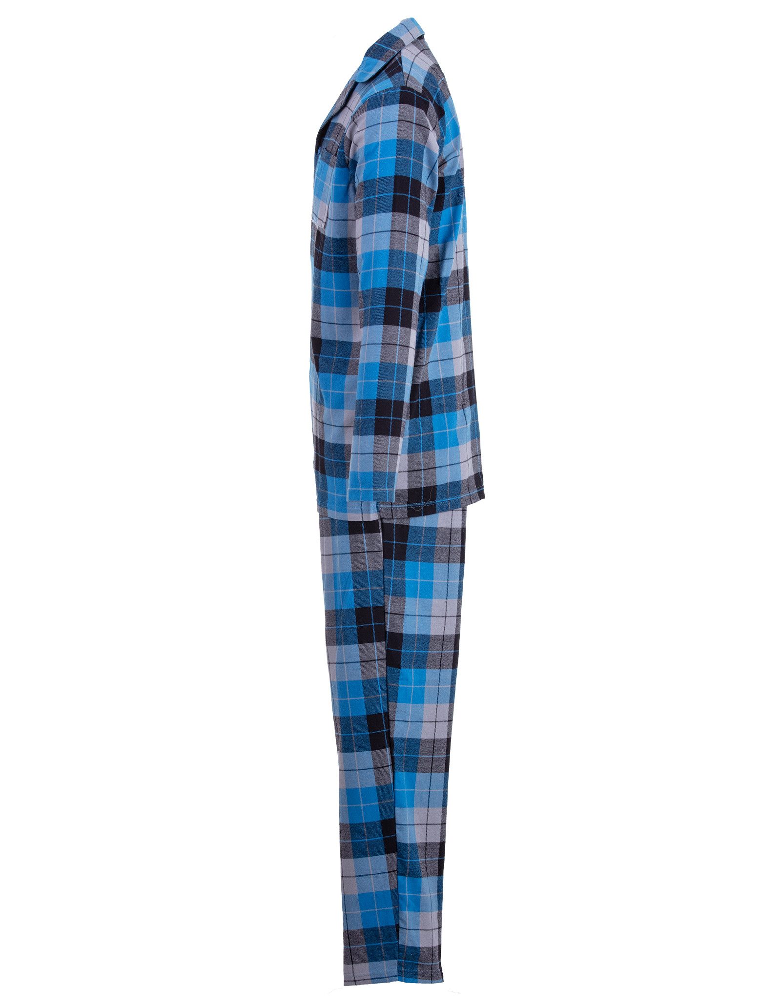 Henry Terre Pyjama Kent Langarm - Karo Look Hemdkragen durchgeknöpft Tartan Holzfäller – Bild 2 von 5