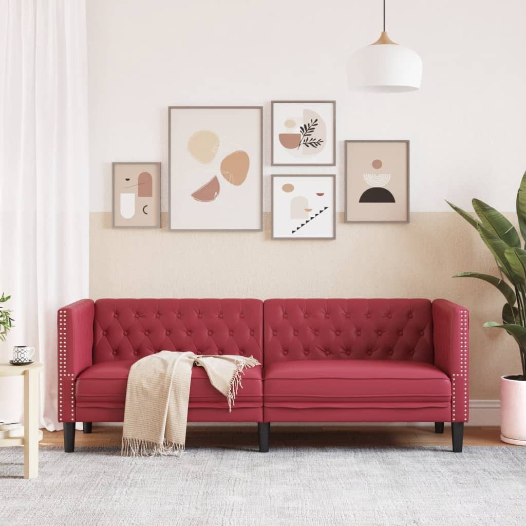 vidaXL Sofa Chesterfield-Sofa 3-Sitzer Weinrot Kunstleder günstig online kaufen
