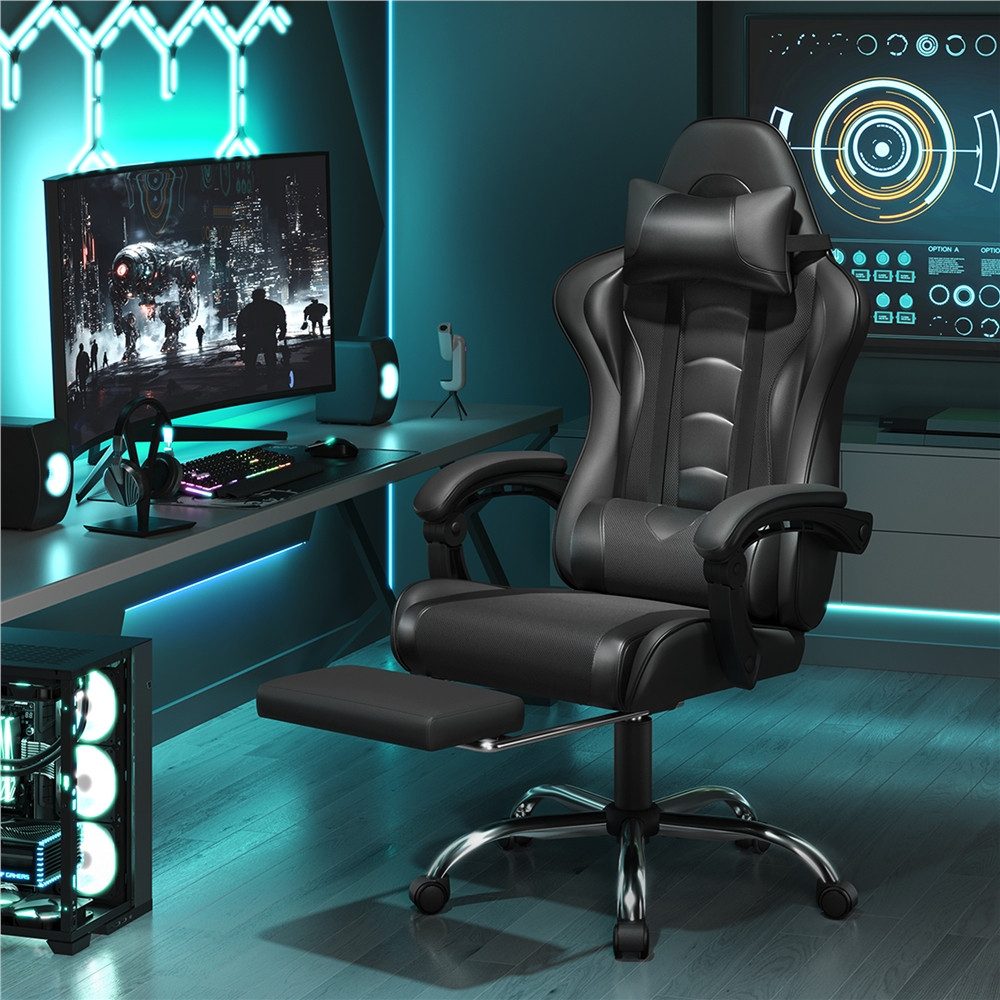 Yaheetech Gaming-Stuhl mit Massagefunktion & Kopfstütze günstig online kaufen