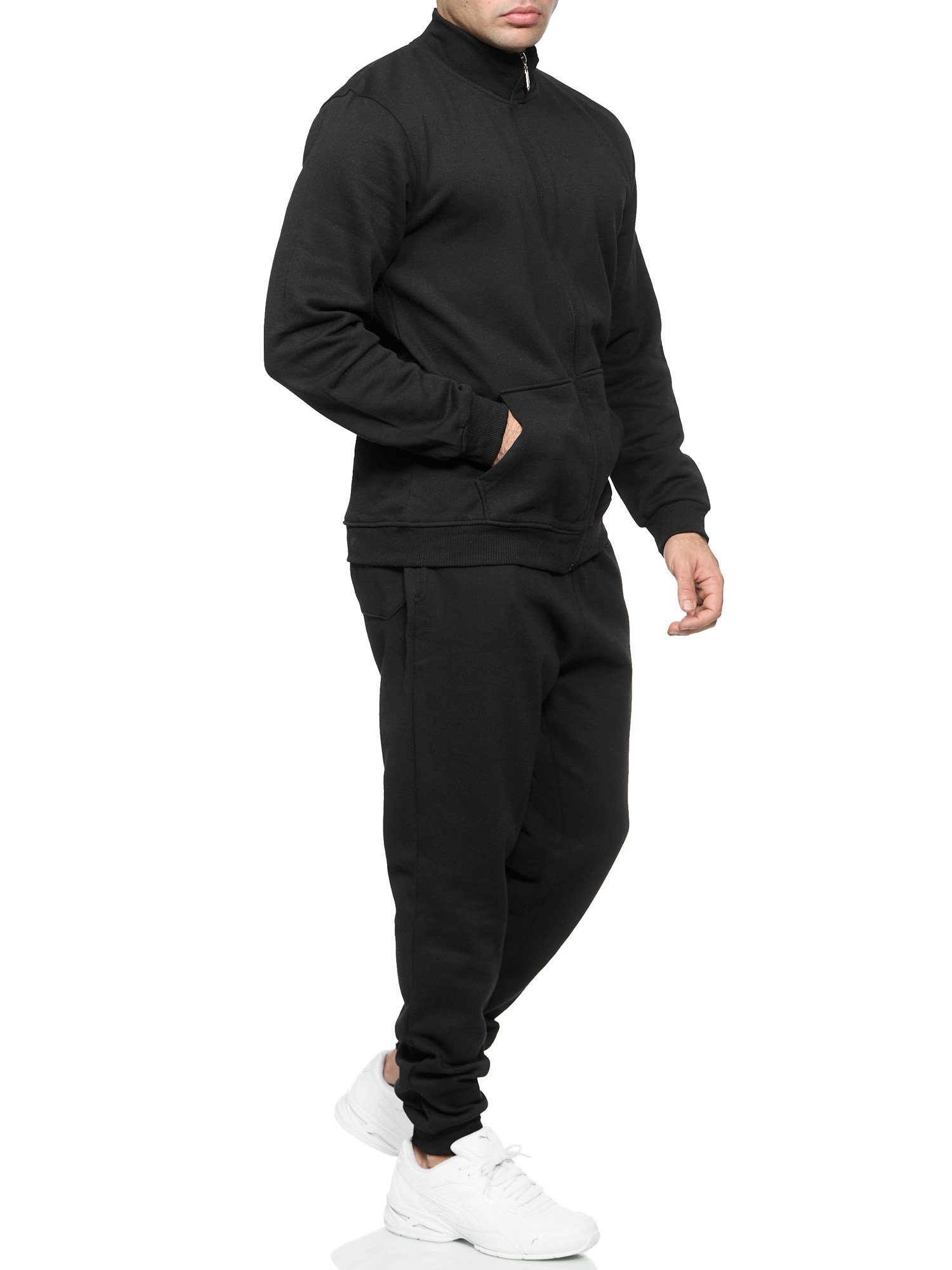 L.gonline Freizeitanzug Herren Trainingsanzug, Freizeitanzug sportlich, Ohne Kapuze, Mit (Zipperjacke ohne Kapuze und Hose, 2-tlg), Fitness Freizeit Casual