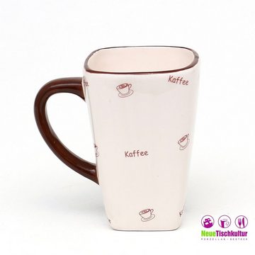 Neuetischkultur Tasse Kaffeebecher Coffeetime, eckig Dolomite, Keramik, eckige Form