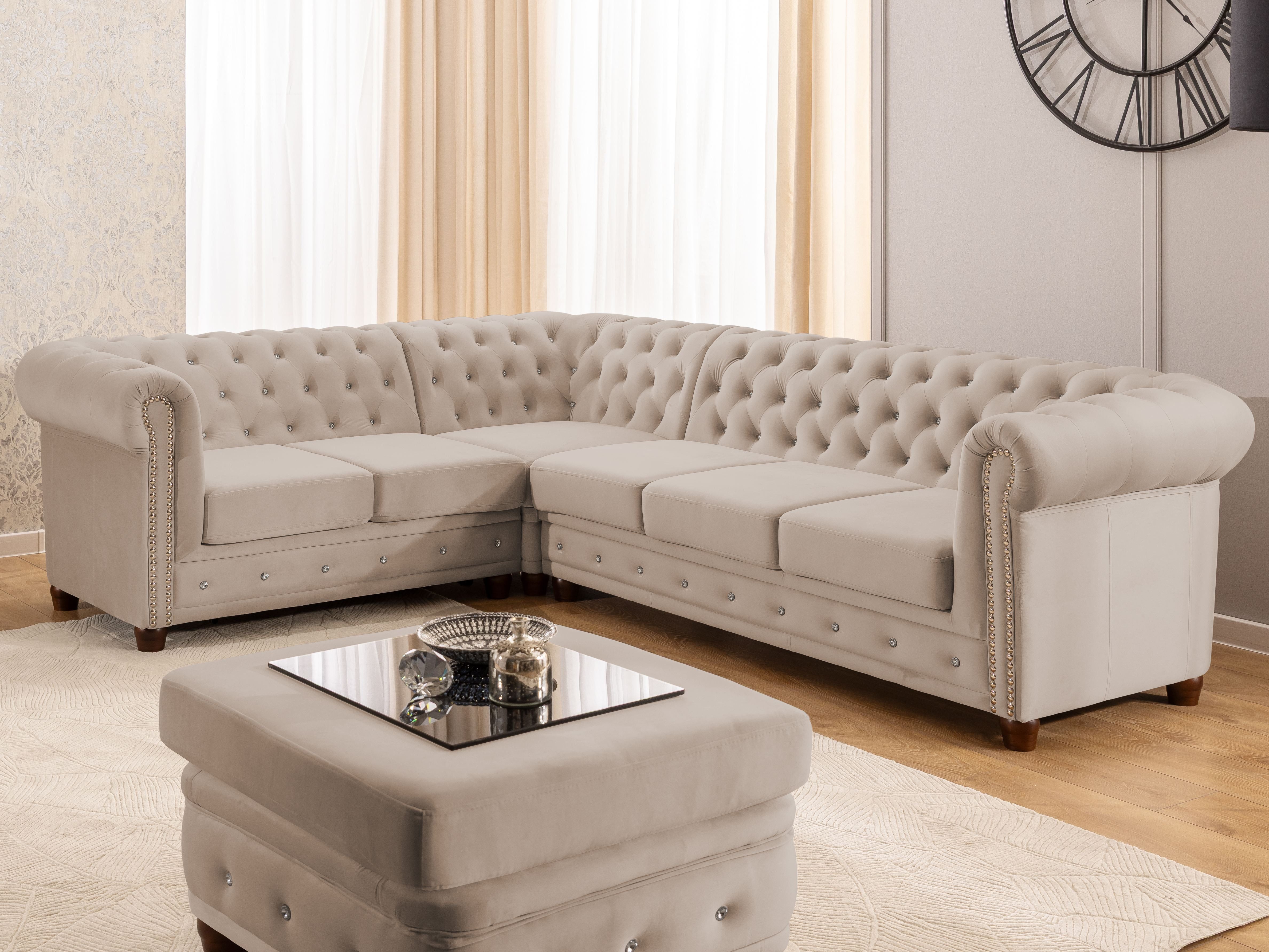 S-Style Möbel Ecksofa Chesterfield mit Schlaffunktion günstig online kaufen