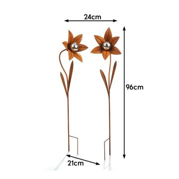 Kobolo Gartenstecker Dekostecker Blume FLEUR - Naturrost - 83cm