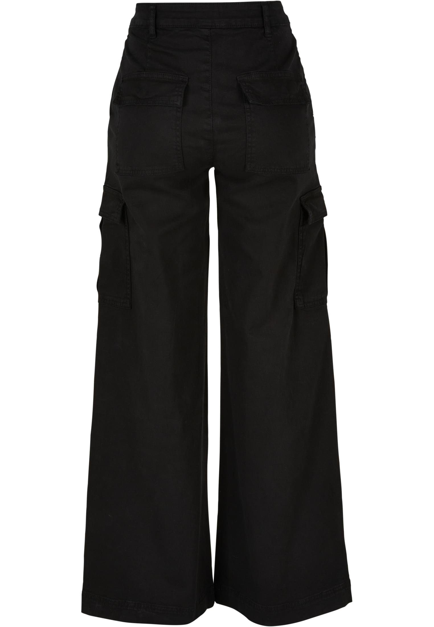 Damen Cargo URBAN Ladies High black Pants (1-tlg) CLASSICS Twill Wide Leg Waist Stoffhose