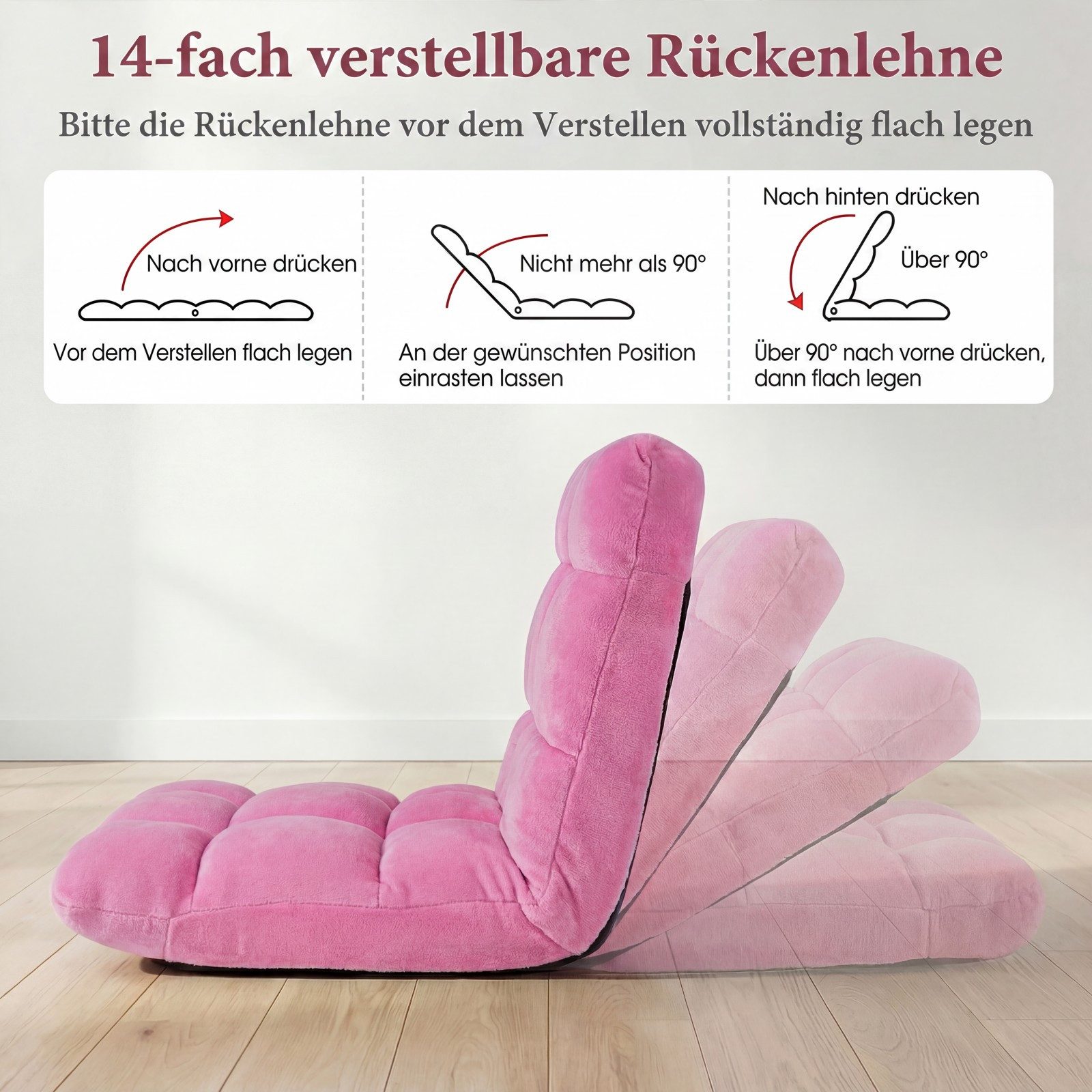COSTWAY Relaxsessel, Bodenstuhl mit verstellbarer Rückenlehne faltbar gepolstert