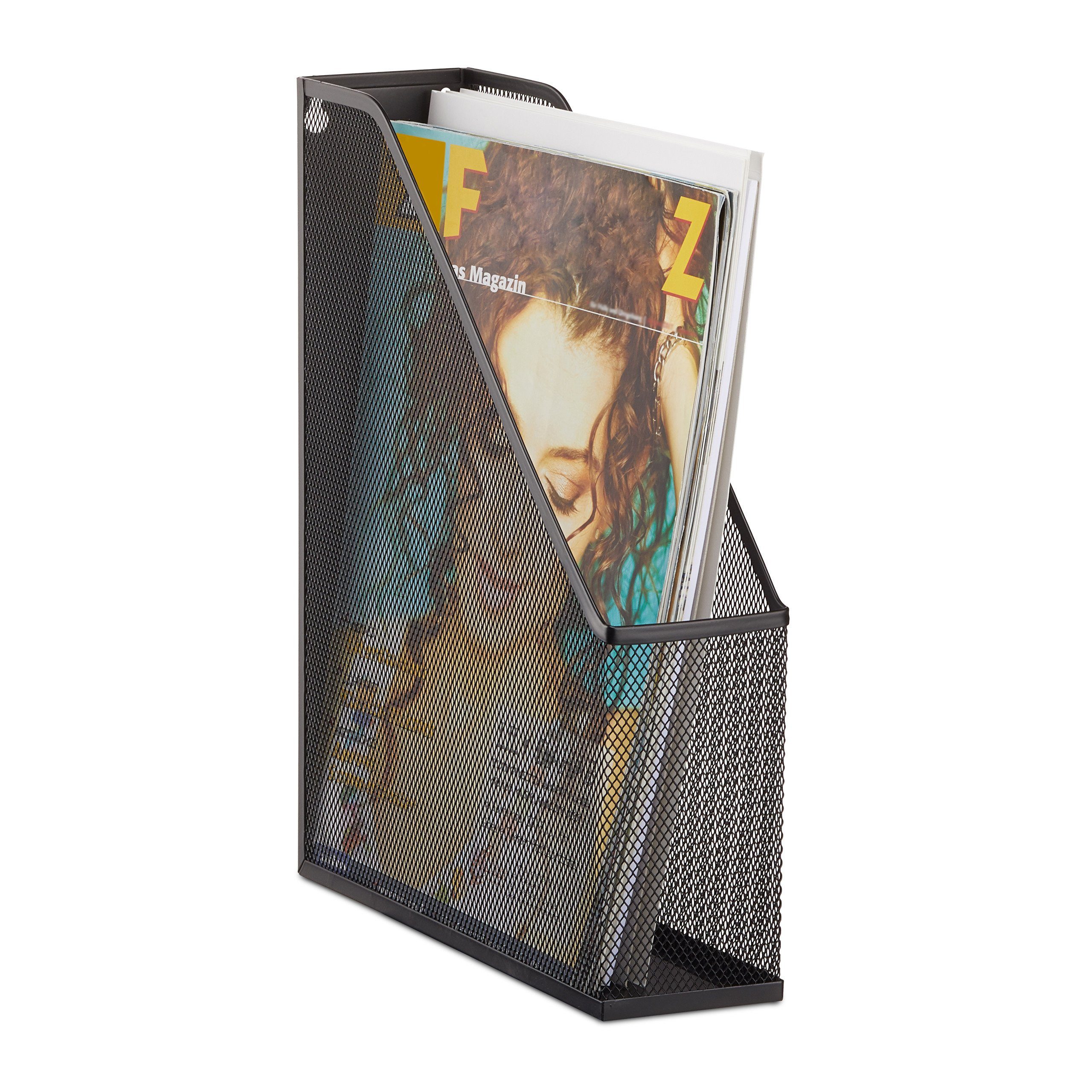 relaxdays Organizer Stehsammler Metallgeflecht (1 St), schwarz