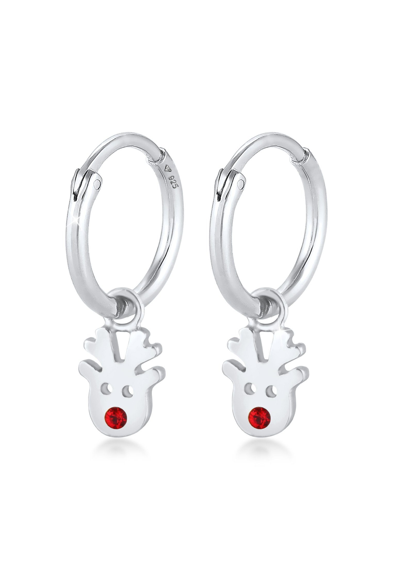 Elli Paar Creolen Creolen Rentier 925 Silber, mit Kristallen von Swarovski®, Hirsch