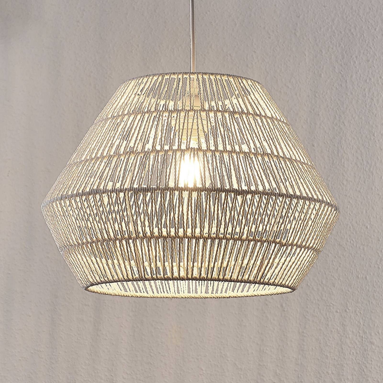 Lindby Hängeleuchte Ottavio, dimmbar, E27, nicht Metall, weiß, inklusive, 1 Leuchtmittel Modern, Papier, Deckenlampe flammig