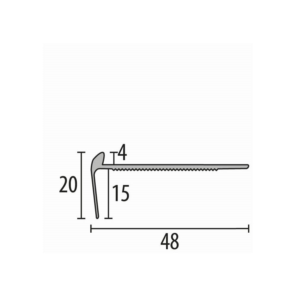 Küberit Treppenkantenprofil 20 x 48 x 2500 mm Winkelprofil Alu poliert Gebohrt Aluminium