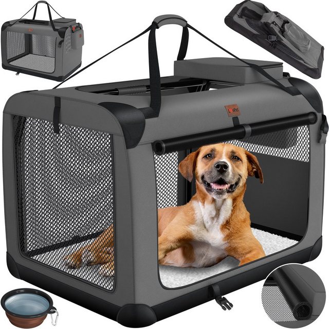 Lovpet Tiertransportbox bis 7 kg, Hundetransportbox faltbar Inkl.Hundenapf Transporttasche Hundetasche Transportbox für Haustiere, Hunde und Katzen Haustiertransportbox