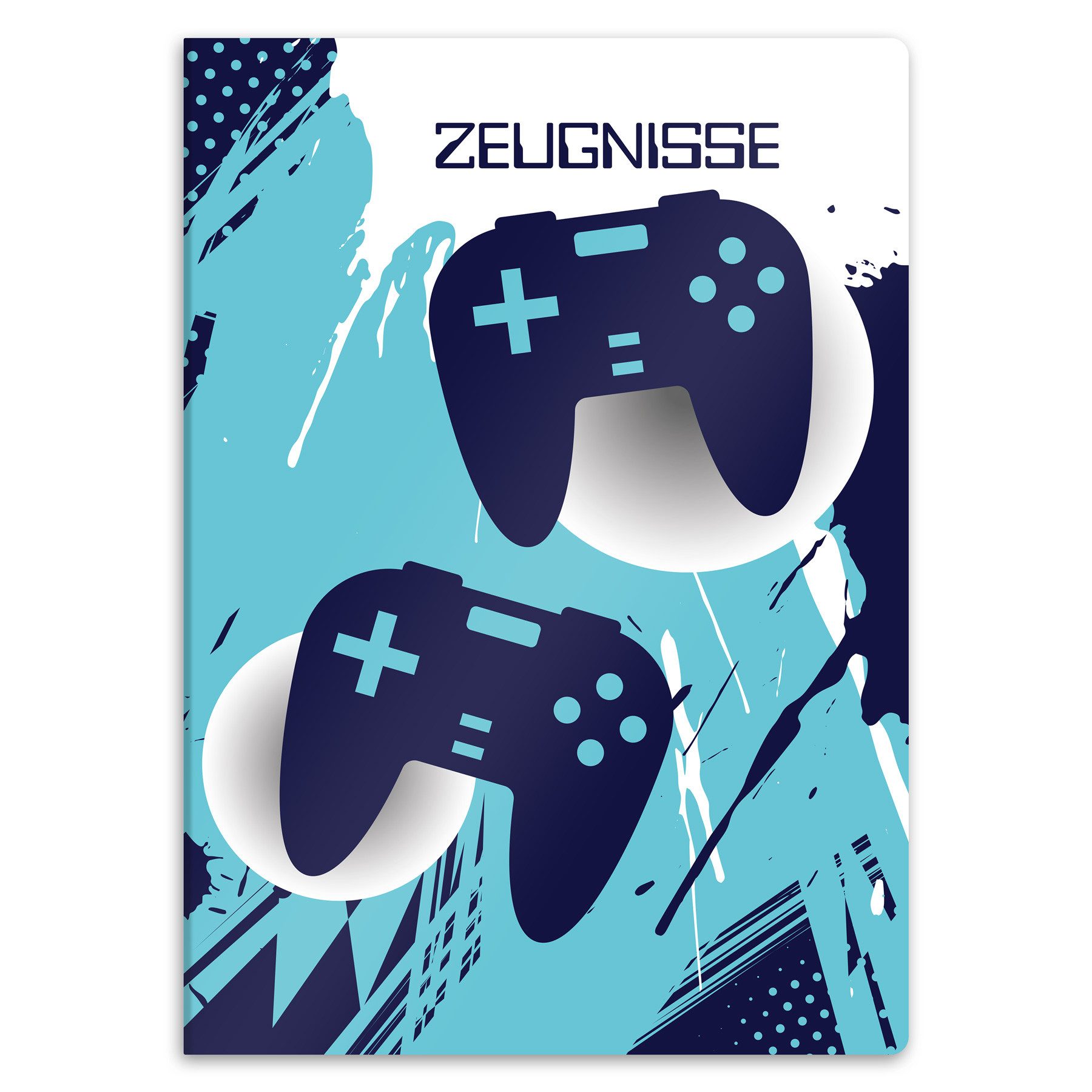 itenga Organisationsmappe itenga Zeugnismappe A4 Kunststoff Sichtbuch Motiv Gaming Blau