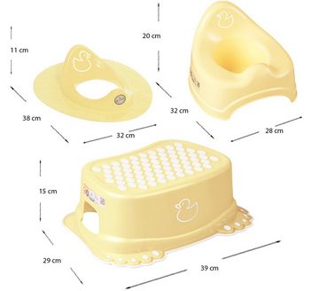 Tega-Baby Babybadewanne 5 Teile SET – DUCK Gelb + Ständer Weiss - Babybadeset Wanne 86 cm, (Made in Europe Premium-Set), **Wanne + Sitz +Topf +WC Aufsatz + Hocker + Ständer**