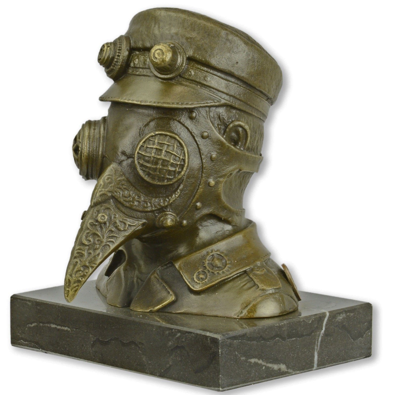 Aubaho Skulptur Bronzefigur Arzt Statue Bronze Pest-Doktor Steampunk Skulptur Antik-St