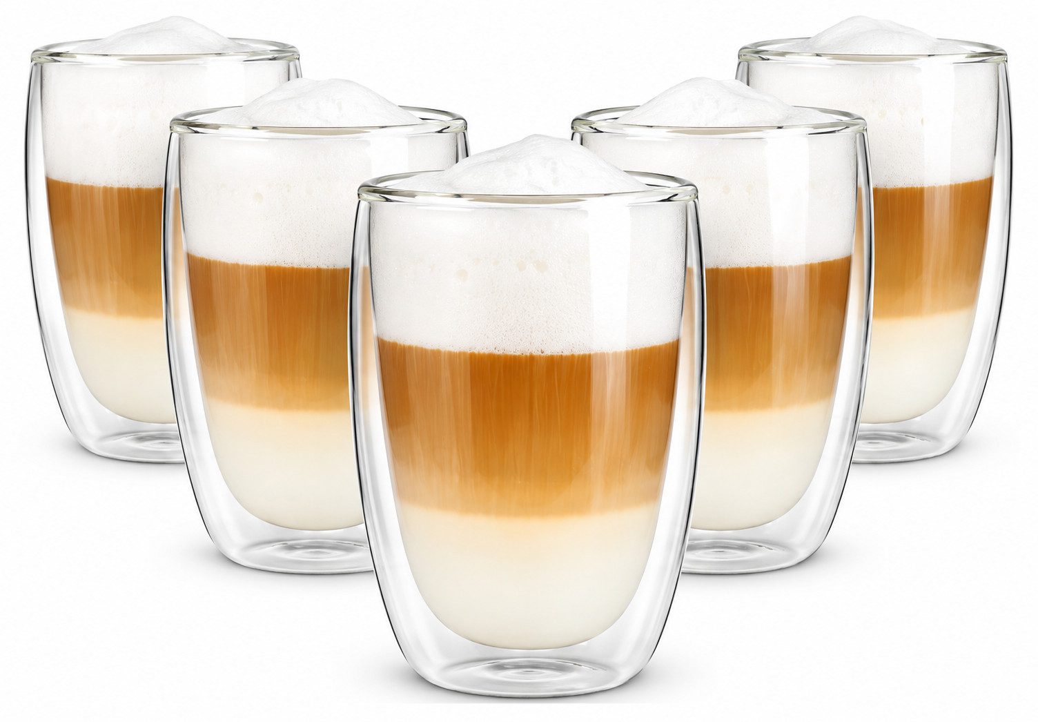 Sendez Thermoglas 6 doppelwandige Cappuccino Gläser 200ml Kaffegläser Teeglas, 6-tlg., Glas