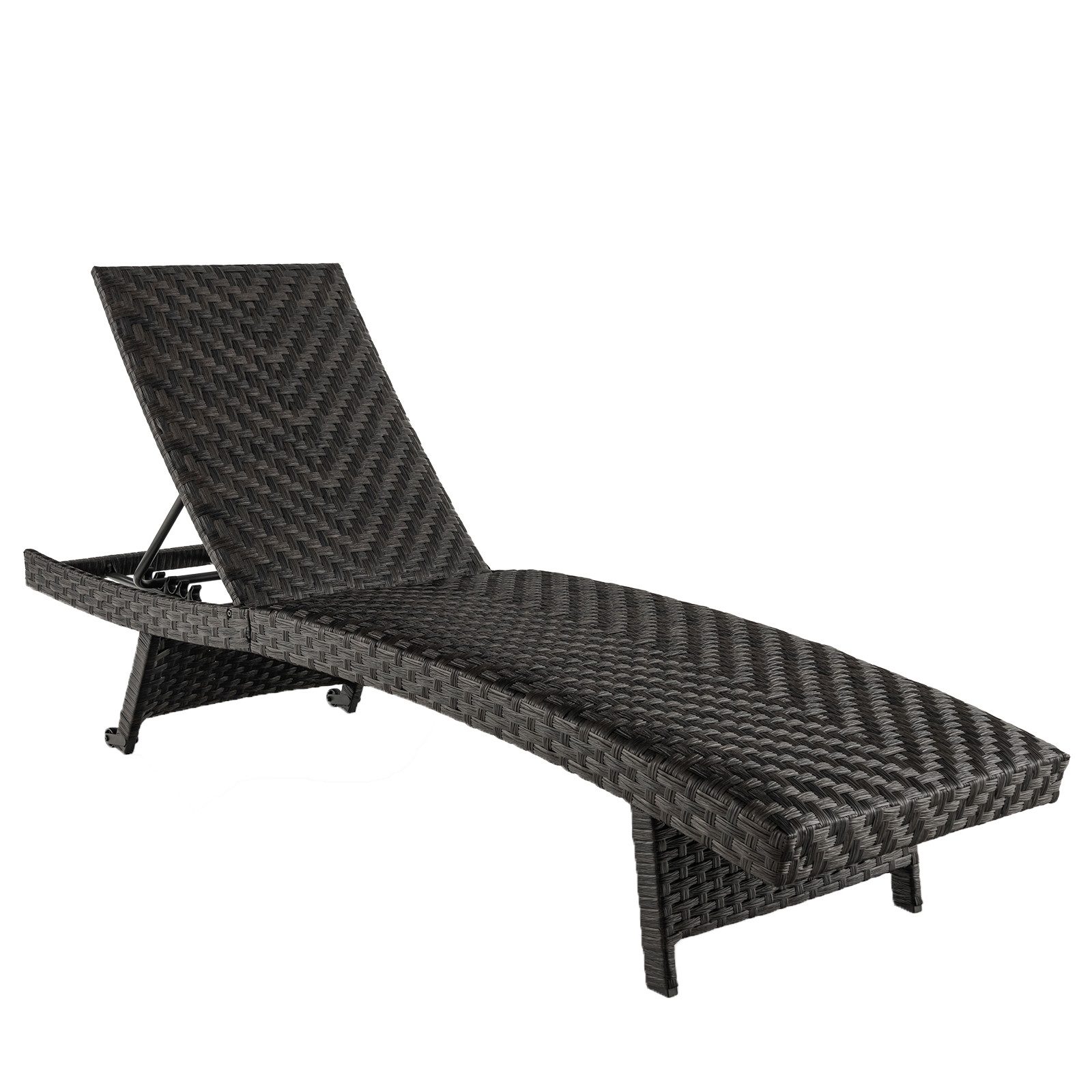 COSTWAY Gartenliege, 1 St., Polyrattan, klappbar & verstellbar mit Rädern