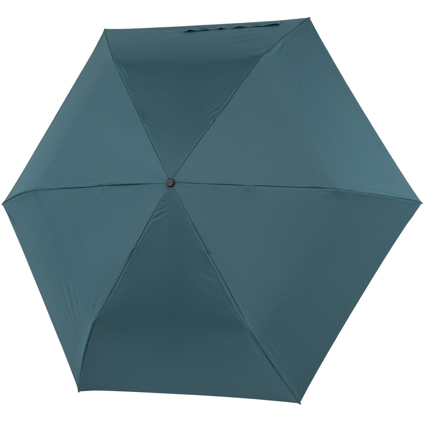 doppler® Taschenregenschirm für Damen, winzig klein und sehr leicht, UV-Schutz, außen blau, innen elfenbein - ein Hingucker