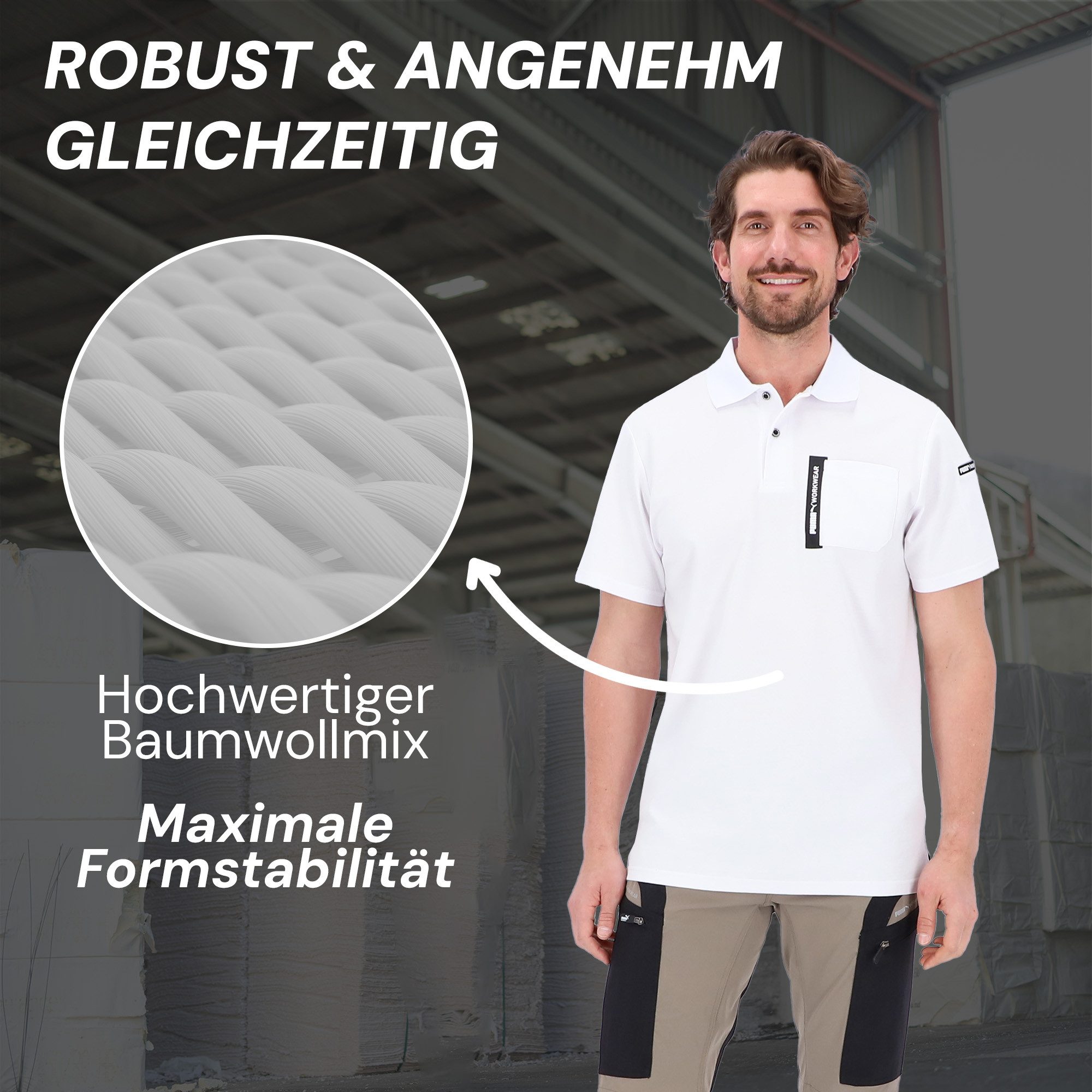 PUMA Workwear Poloshirt ADVANCED Herren Shirt mit Brusttasche und Utility Fach am Oberarm Strapazierfähiges und atmungsaktives Gewebe für Handwerk und Logistik