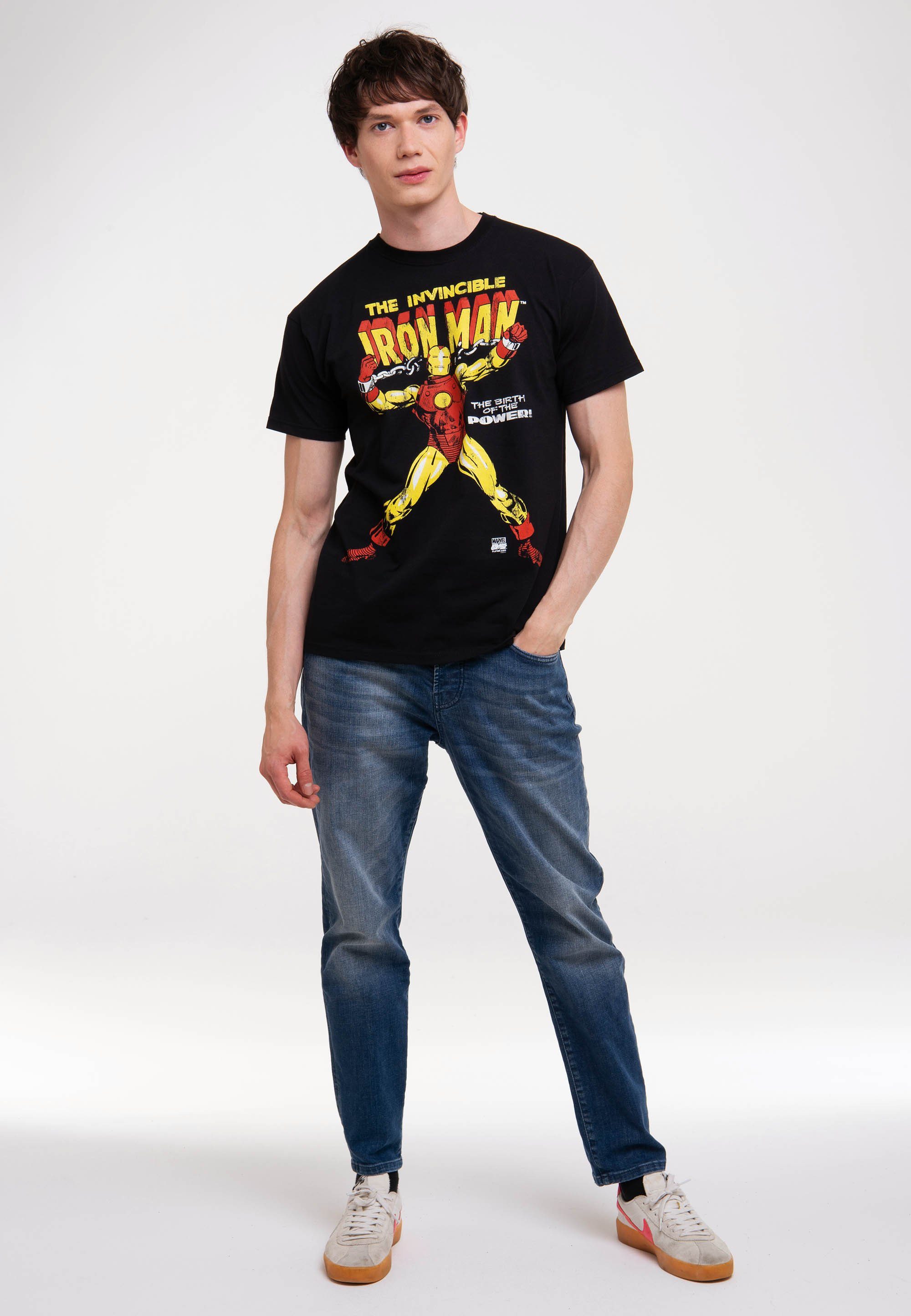 LOGOSHIRT T-Shirt Iron Man - The Birth Of The Power mit lizenziertem Print