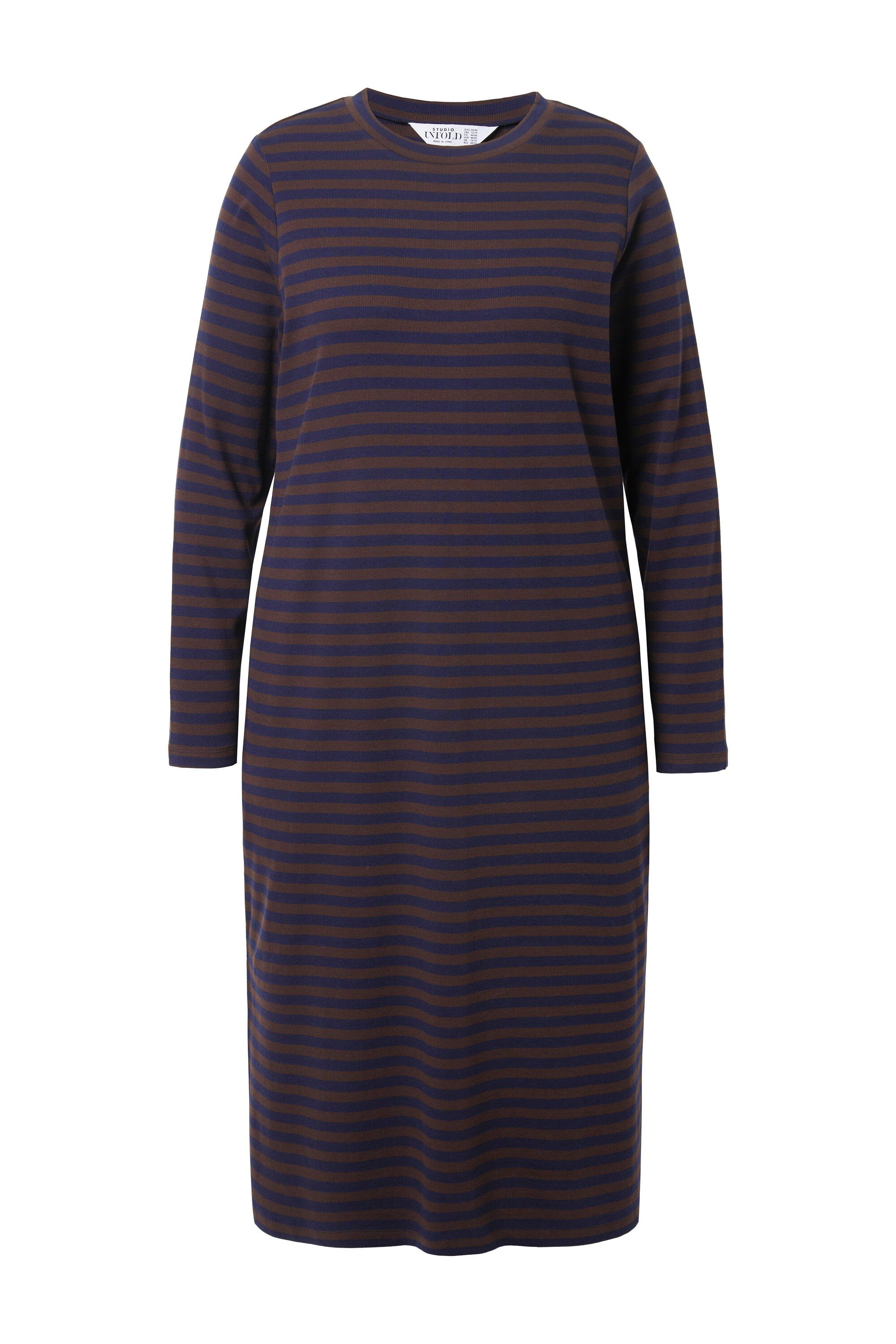 Studio Untold Jerseykleid Maxikleid Rippjersey mit Ringeln Langarm günstig online kaufen