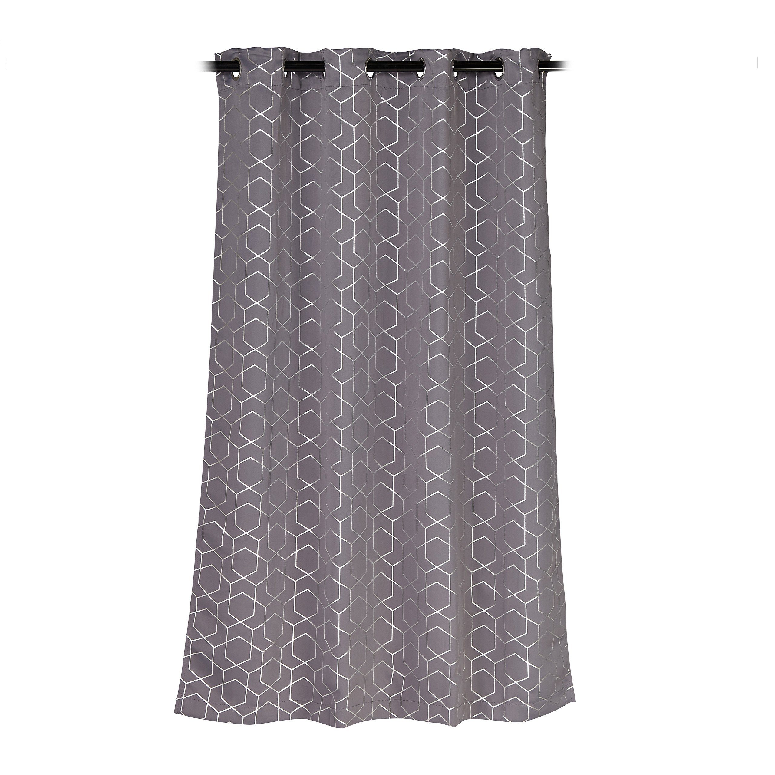 Silber mit Grau Set Vorhang 2er relaxdays, Vorhänge Muster, 175x135cm