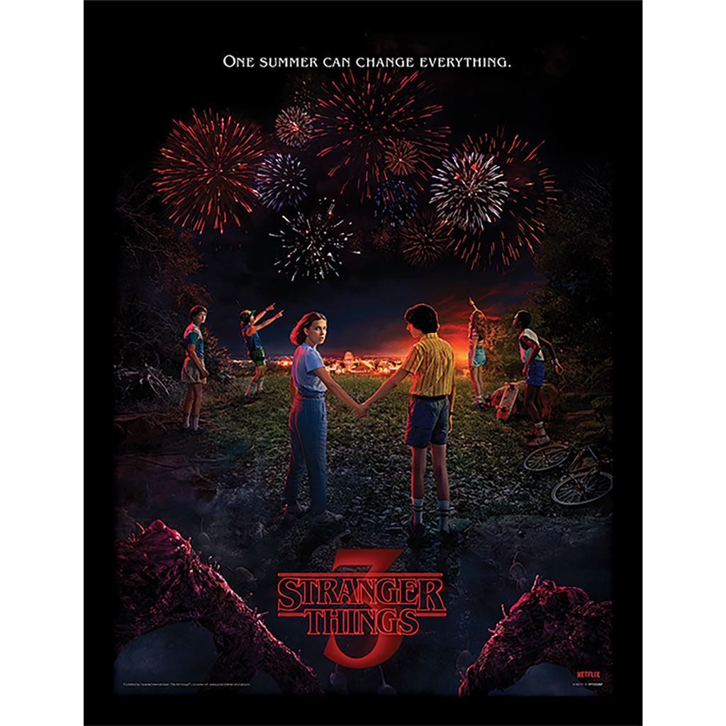 Stranger things Bild mit Rahmen One Summer Season 3, Gerahmtes Bild Kunstdruck