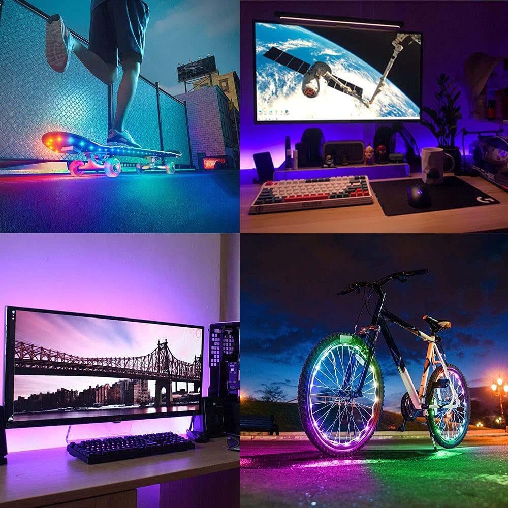 Rosnek LED für Batterie, schneidbar, Deko TV Schreibtisch, Fernbedienung; RGB, Camping wasserdicht, Schlafzimmer 0.5-5M, Stripe