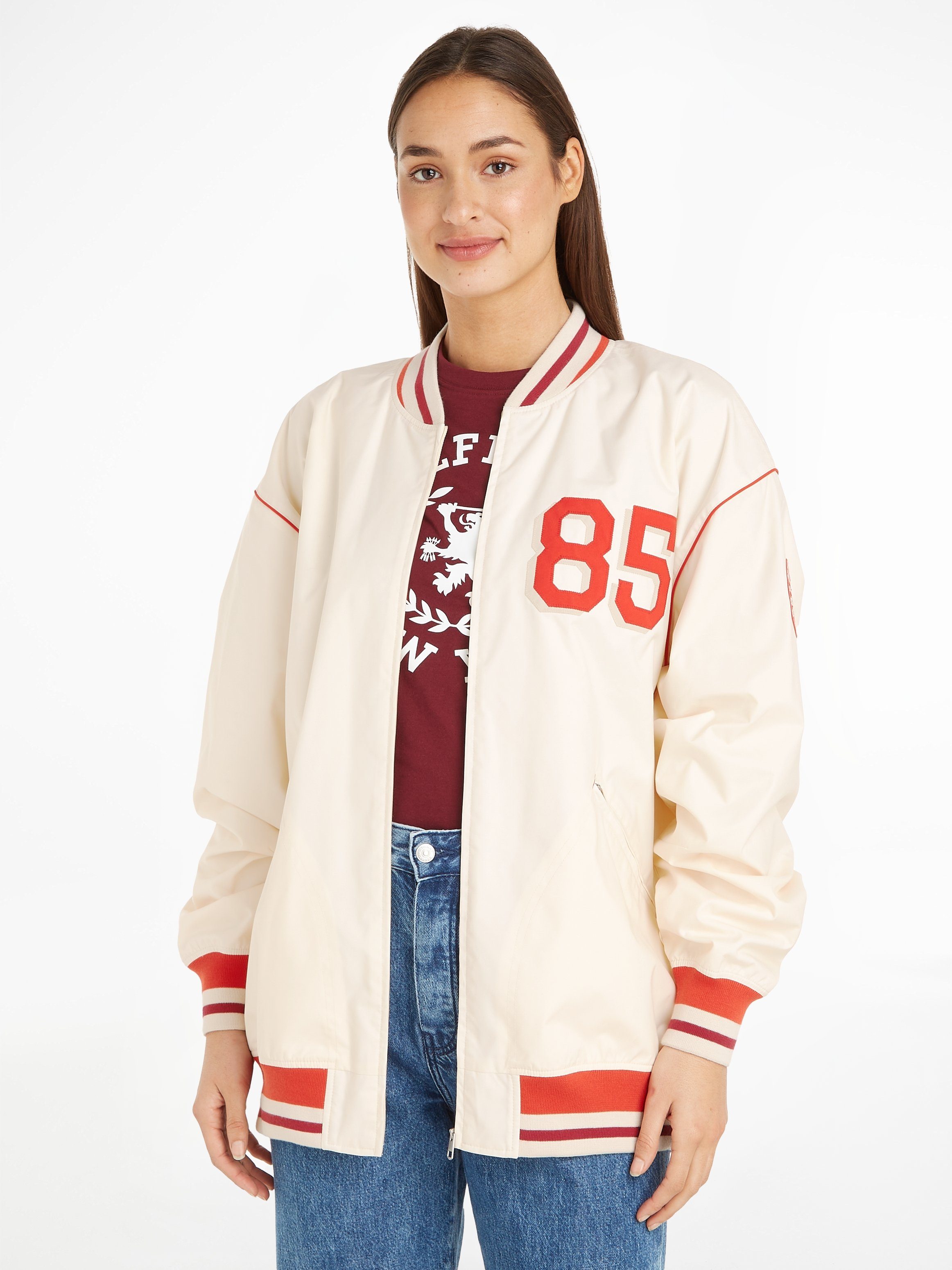 Tommy Hilfiger Outdoorjacke OVERSIZED BASEBALL JACKET mit Logopatch