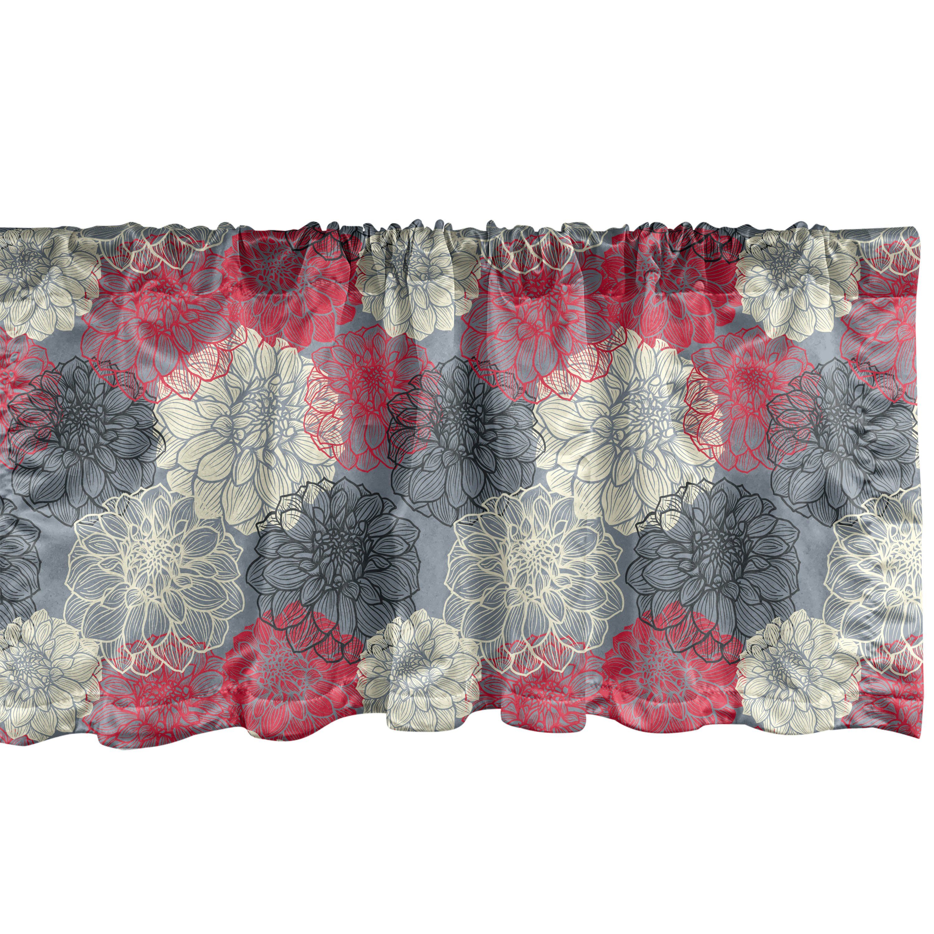 Scheibengardine Vorhang Volant für Küche Schlafzimmer Dekor mit Stangentasche, Abakuhaus, Microfaser, Blume Hand gezeichnet Blumenkunst