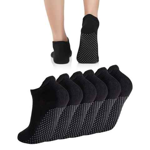 Alster Herz Sportsocken 3 Paar rutschfeste Fitness Socken, Baumwolle, knöcheltief, A0591 (3-Paar) PVC Anti-Rutsch-Funktion an der Fußsohle, Pilates Yoga Socken