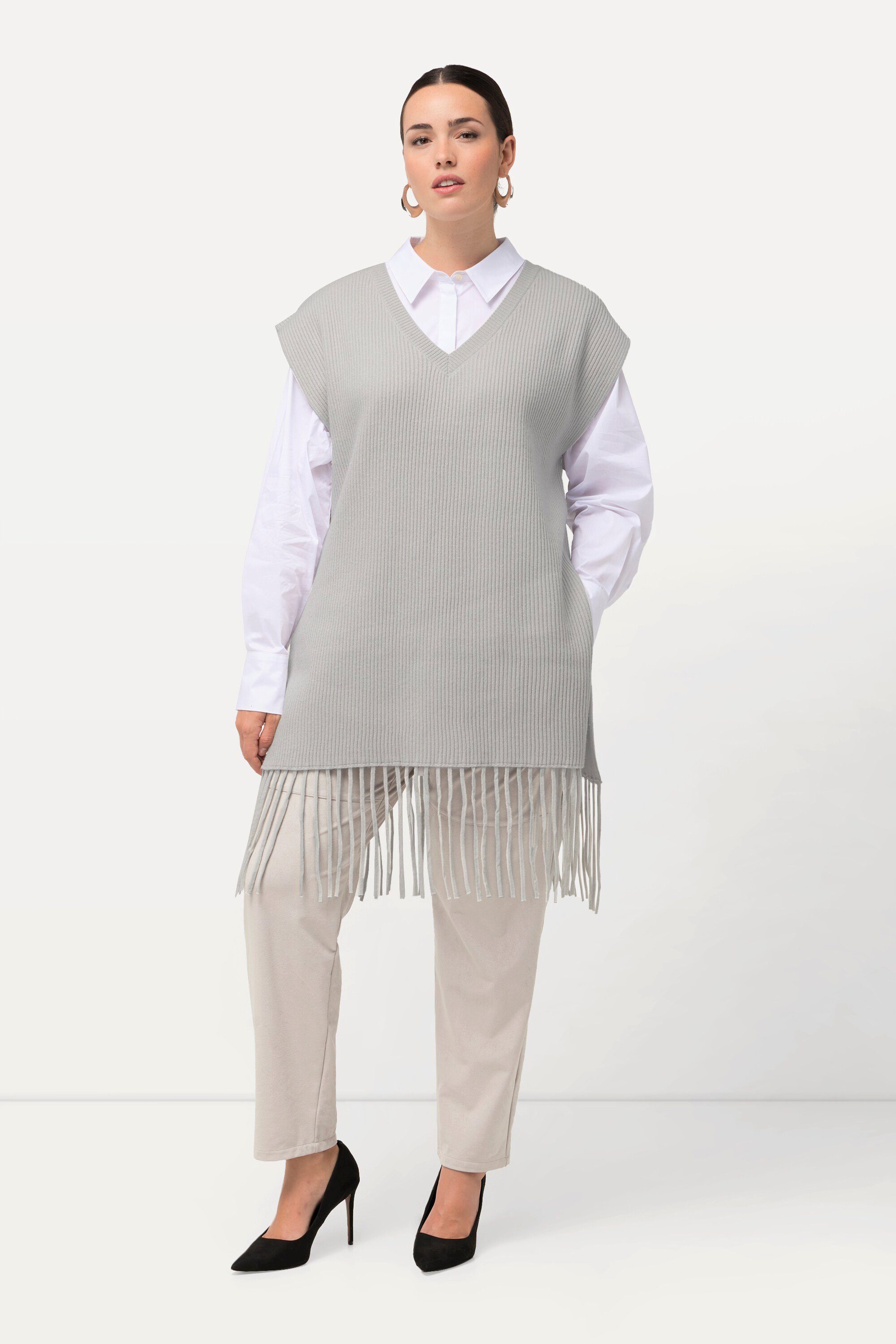 Pullunder Pullunder Fransensaum oversized Rundhals ärmellos