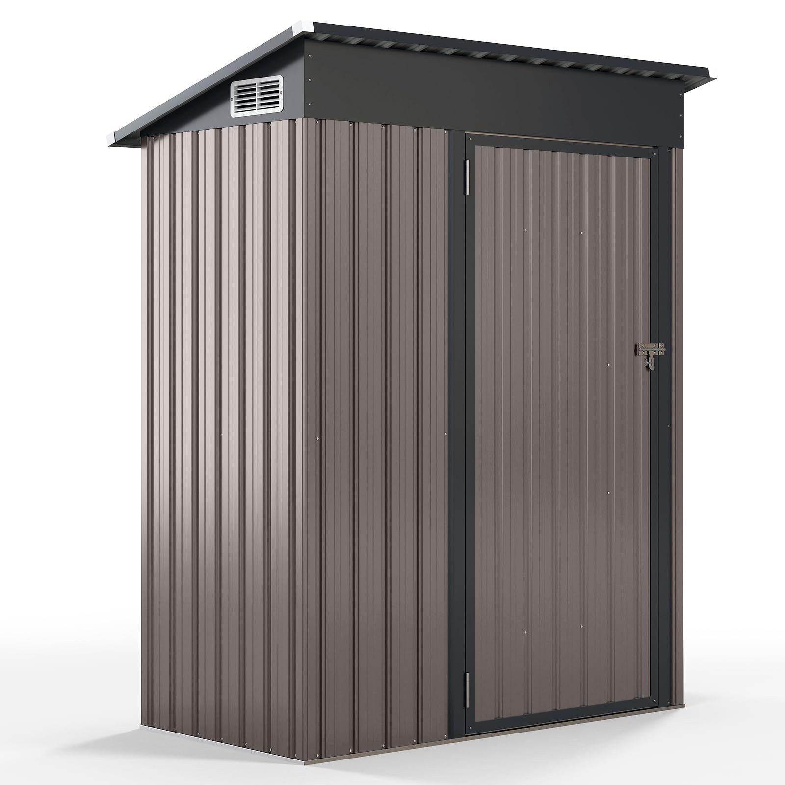 COSTWAY Gerätehaus, (1 St), Metall Gartenhaus, mit Pultdach, Tür, 150x90,5x185 cm, 1,5 m³