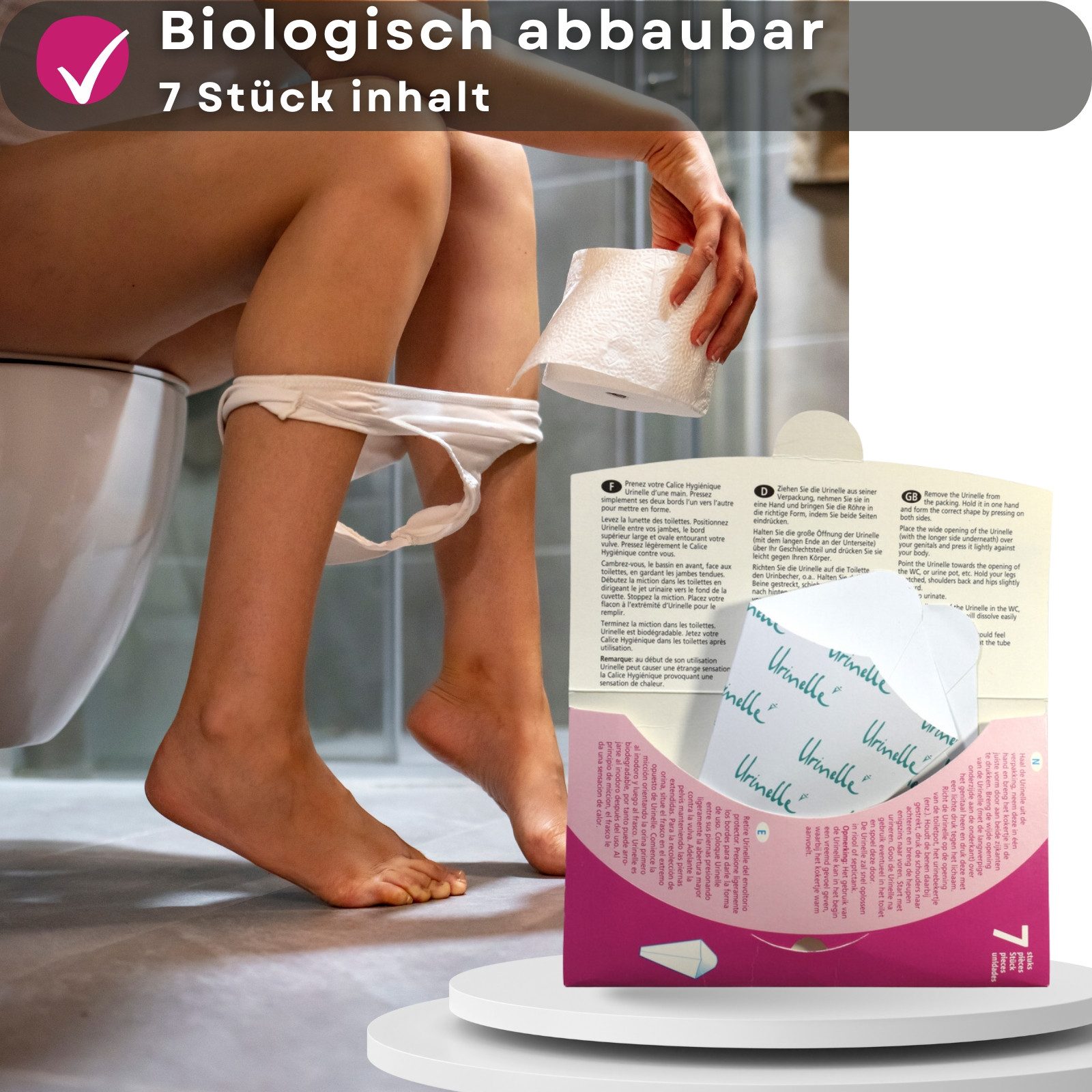 Lovelyness Urinal Urinelle Damen Einweg Urinal aus Papier 7 Stück, (7-tlg)