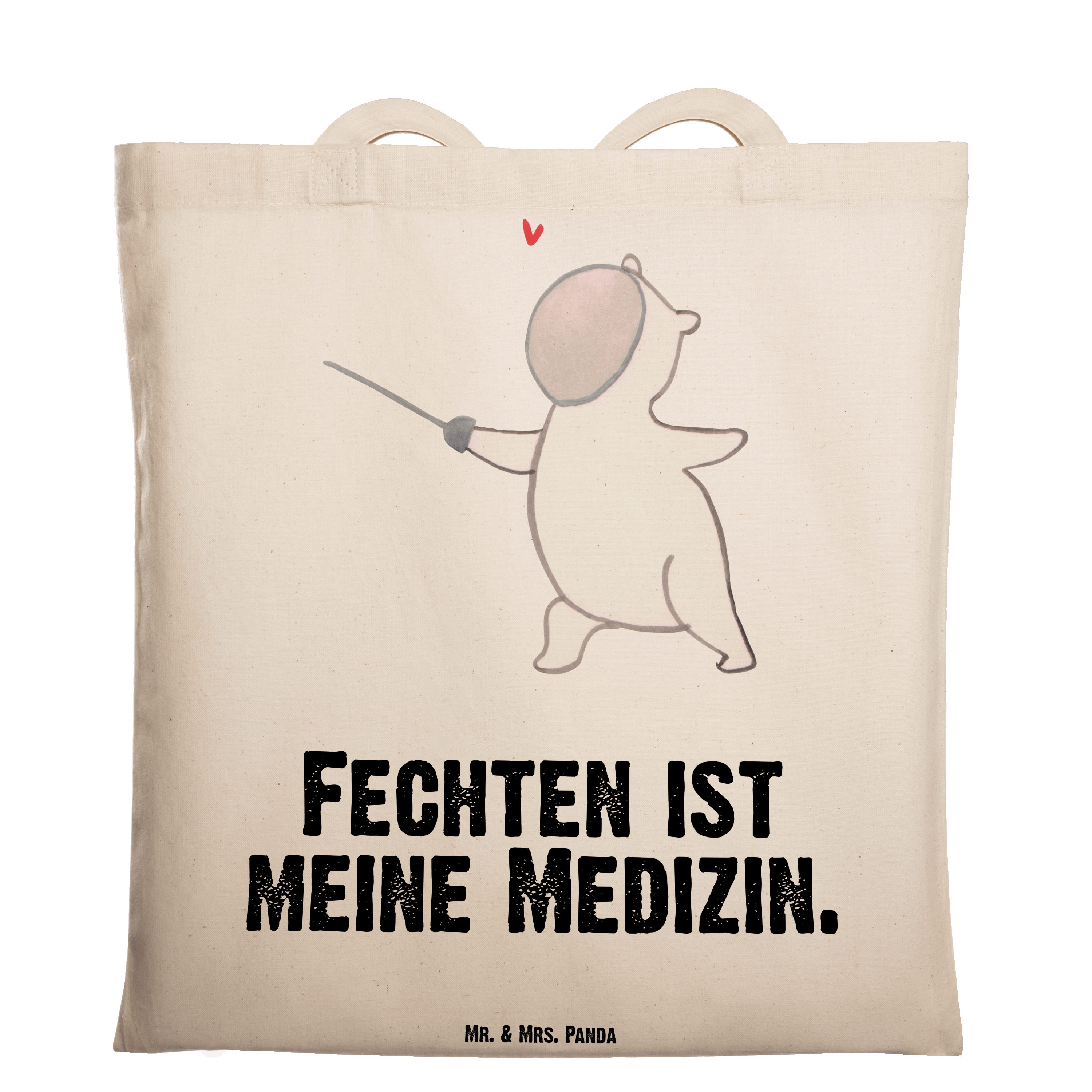 Transparent Fec Tragetasche - Mrs. - Beutel, (1-tlg) Panda Geschenk, Mr. Fechten & Panda Medizin Schenken,