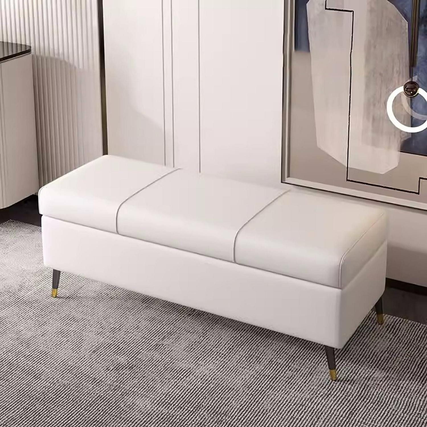 LuxusKollektion Truhenbank Truhe Bank mit Stauraum Weiß 110cm (1-St)