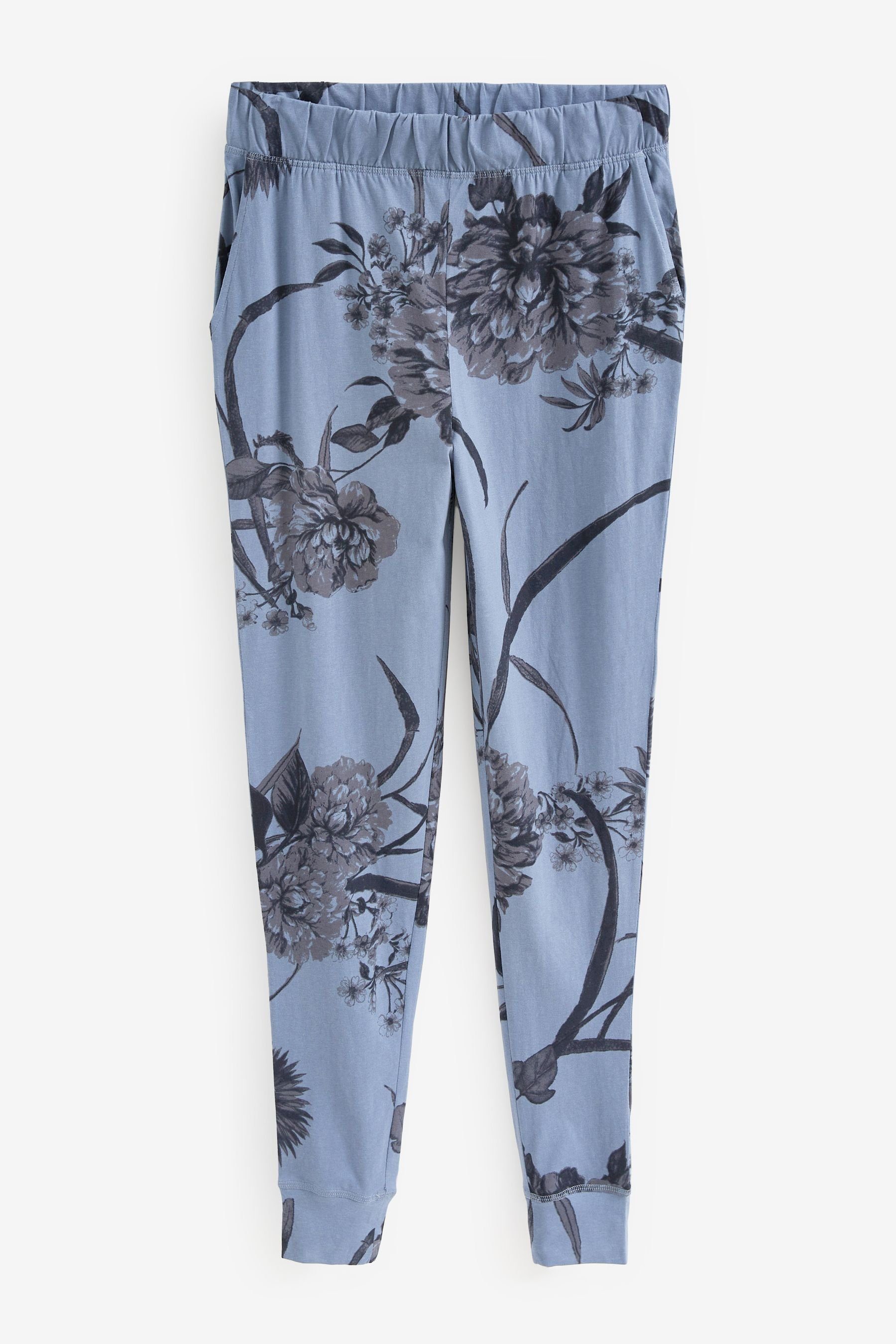 Floral Baumwolle tlg) (2 Blue Langärmeliger Next aus Pyjama Pyjama