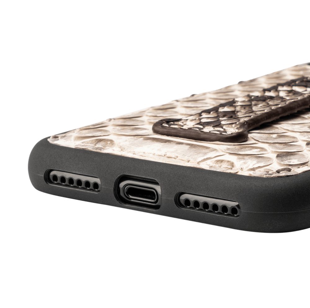 GOLDBLACK Handyhülle GOLDBLACK iPHONE 11 PRO LEDERHÜLLE MIT FINGERSCHLAUFE PYTHON NATURAL