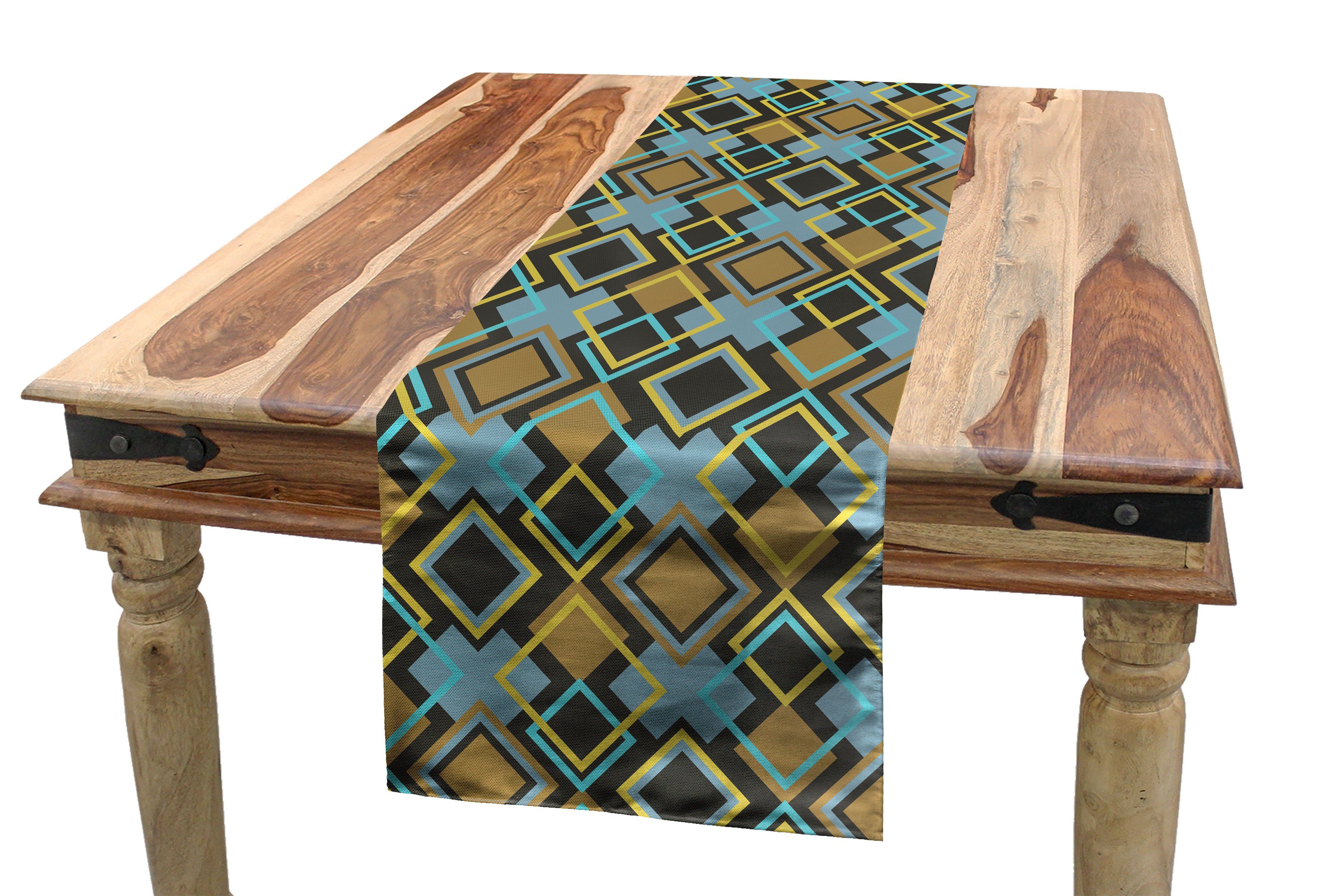 Abakuhaus Tischläufer Esszimmer Küche Rechteckiger Dekorativer Tischläufer, Geometrisch Bullseye Modernes Mosaik
