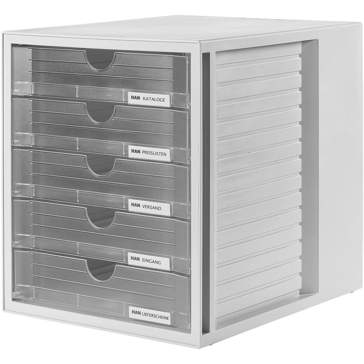 HAN Schubladenbox 1450, mit 5 Schubladen, geschlossen, stapelbar/ integrierbar transparent